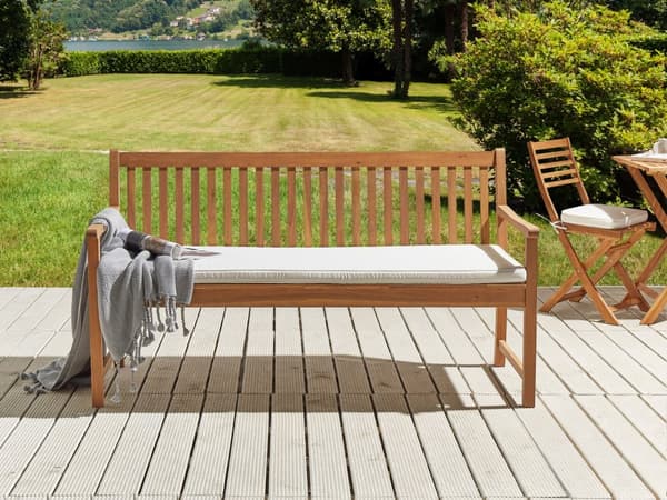 Sittdyna för utomhusbruk Vit polyester Vattenavvisande Bänkdyna 152 x 54 cm Trädgård