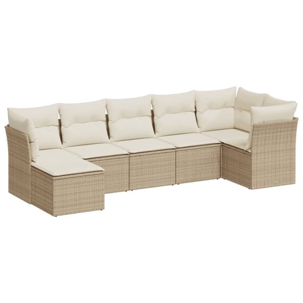 vidaXL sofasæt til haven 7 dele med hynder polyrattan beige