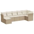 Miniatyrbillede 1 af 3: vidaXL sofasæt til haven 7 dele med hynder polyrattan beige