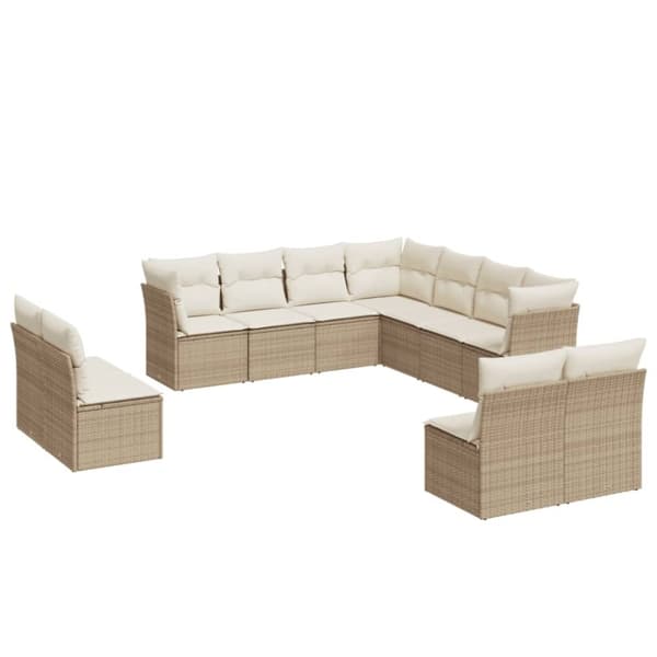 vidaXL sofasæt til haven 11 dele med hynder polyrattan beige