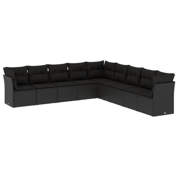 vidaXL sofasæt til haven 9 dele med hynder polyrattan sort