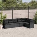 Miniatyrbillede 3 af 3: vidaXL sofasæt til haven 7 dele med hynder polyrattan sort