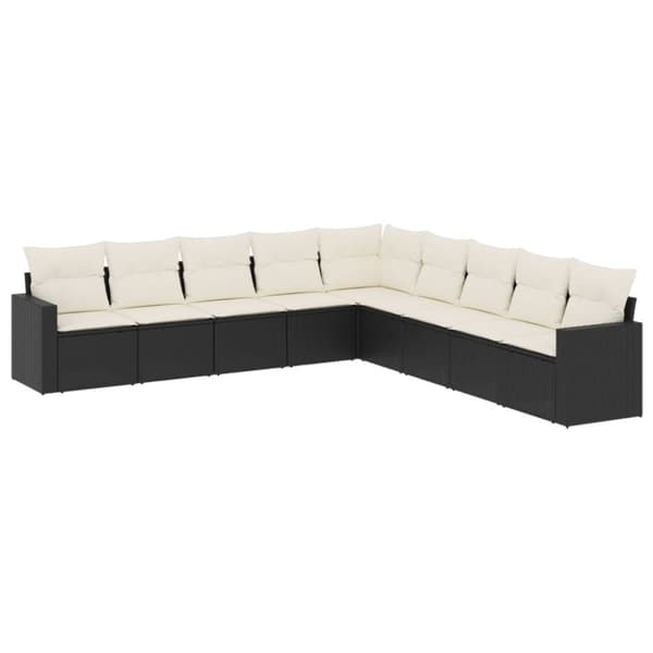 vidaXL sofasæt til haven 9 dele med hynder polyrattan sort