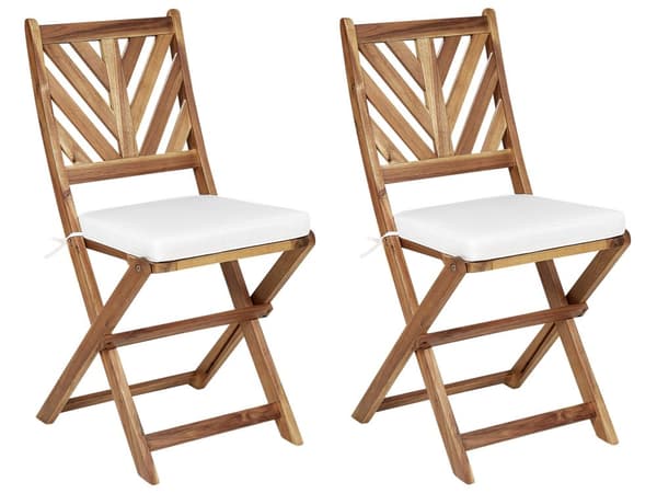 Set med 2 Utomhus Sittdynor Vit Randigt Mönster Snören UV-beständiga