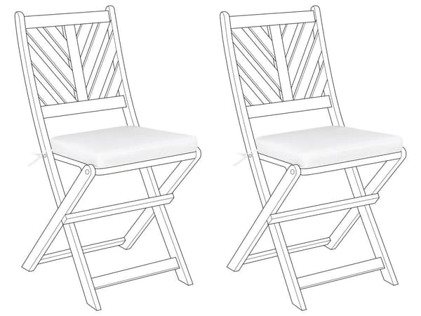 Set med 2 Utomhus Sittdynor Vit Randigt Mönster Snören UV-beständiga