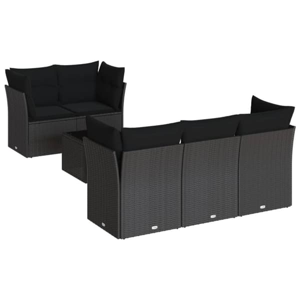 vidaXL sofasæt til haven 6 dele med hynder polyrattan sort