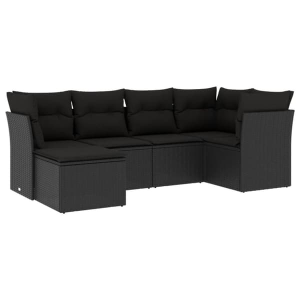 vidaXL sofasæt til haven 6 dele med hynder polyrattan sort