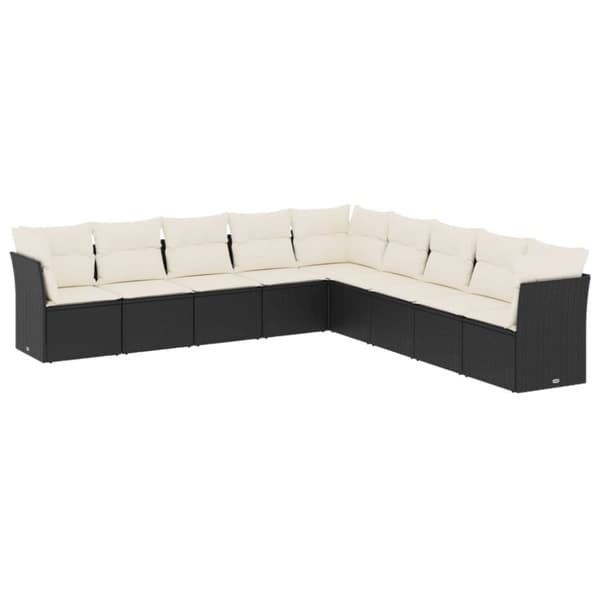vidaXL sofasæt til haven 9 dele med hynder polyrattan sort