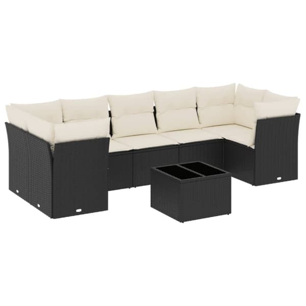 vidaXL sofasæt til haven 8 dele med hynder polyrattan sort