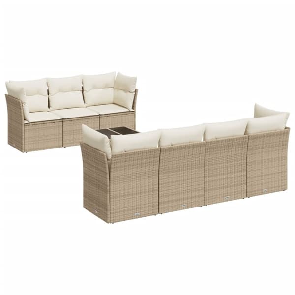 vidaXL sofasæt til haven 8 dele med hynder polyrattan beige