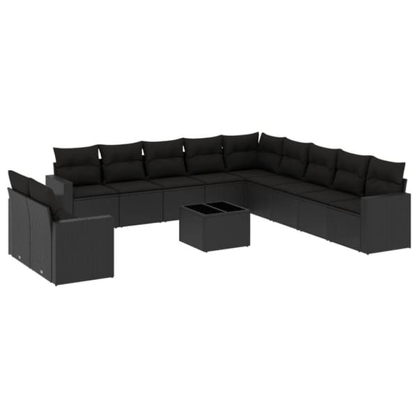 vidaXL sofasæt til haven 12 dele med hynder polyrattan sort