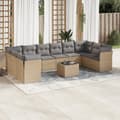 Miniatyrbillede 1 af 3: vidaXL sofasæt til haven 11 dele med hynder polyrattan beige