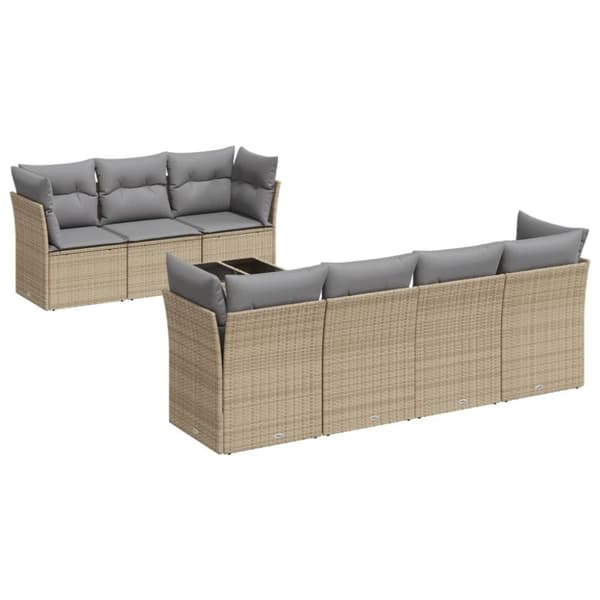 vidaXL sofasæt til haven 8 dele med hynder polyrattan beige