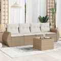Miniatyrbillede 1 af 4: vidaXL sofasæt til haven 5 dele med hynder polyrattan beige