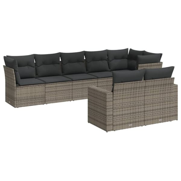 vidaXL sofasæt til haven 8 dele med hynder polyrattan grå