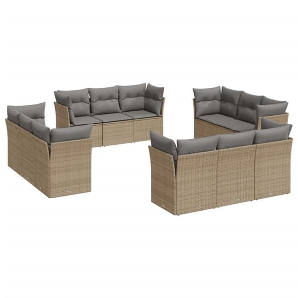 vidaXL sofasæt til haven 12 dele med hynder polyrattan beige