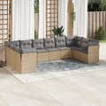 Miniatyrbillede 3 af 3: vidaXL sofasæt til haven 10 dele med hynder polyrattan beige
