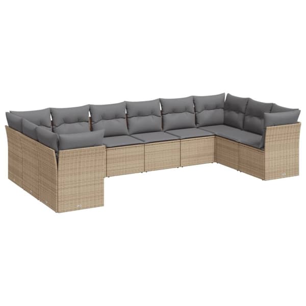 vidaXL sofasæt til haven 10 dele med hynder polyrattan beige