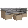 Miniatyrbillede 1 af 3: vidaXL sofasæt til haven 7 dele med hynder polyrattan beige