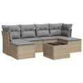 Miniatyrbillede 1 af 3: vidaXL sofasæt til haven 7 dele med hynder polyrattan beige
