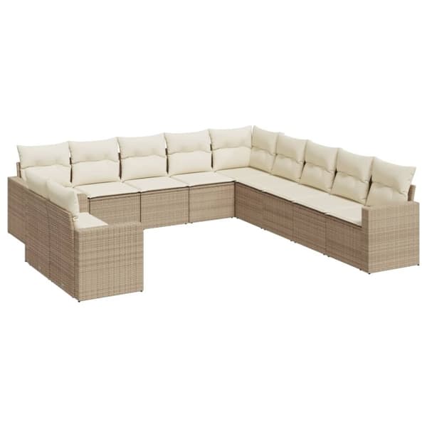 vidaXL sofasæt til haven 11 dele med hynder polyrattan beige