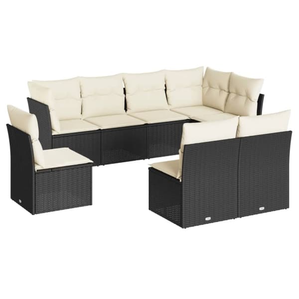 vidaXL sofasæt til haven 8 dele med hynder polyrattan sort