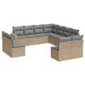 Miniatyrbillede 1 af 3: vidaXL sofasæt til haven 11 dele med hynder polyrattan beige