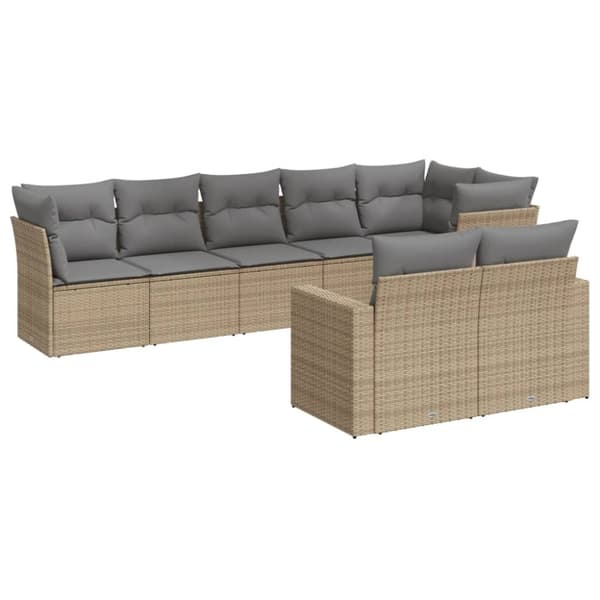 vidaXL sofasæt til haven 8 dele med hynder polyrattan beige