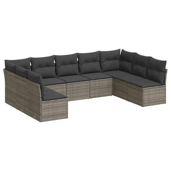 vidaXL sofasæt til haven 9 dele med hynder polyrattan grå