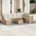 Miniatyrbillede 1 af 3: vidaXL sofasæt til haven 9 dele med hynder polyrattan beige