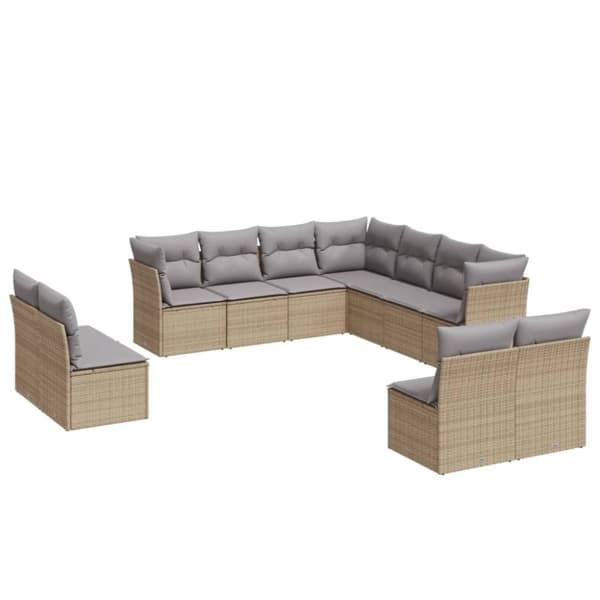 vidaXL sofasæt til haven 11 dele med hynder polyrattan beige