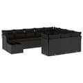 Miniatyrbillede 1 af 3: vidaXL sofasæt til haven 11 dele med hynder polyrattan sort