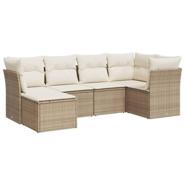 vidaXL sofasæt til haven 6 dele med hynder polyrattan beige
