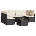 Miniatyrbillede 1 af 3: vidaXL sofasæt til haven 7 dele med hynder polyrattan sort