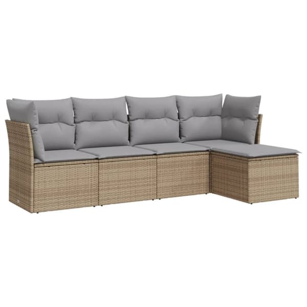vidaXL sofasæt til haven 5 dele med hynder polyrattan beige