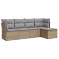 Miniatyrbillede 1 af 3: vidaXL sofasæt til haven 5 dele med hynder polyrattan beige