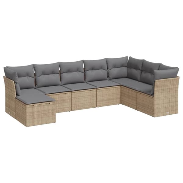vidaXL sofasæt til haven 8 dele med hynder polyrattan beige