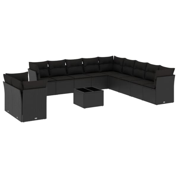 vidaXL sofasæt til haven 12 dele med hynder polyrattan sort