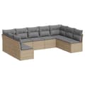 Miniatyrbillede 1 af 3: vidaXL sofasæt til haven 9 dele med hynder polyrattan beige