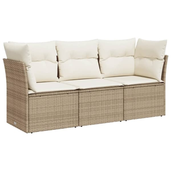 vidaXL sofasæt til haven 3 dele med hynder polyrattan beige