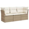 Miniatyrbillede 2 af 3: vidaXL sofasæt til haven 3 dele med hynder polyrattan beige