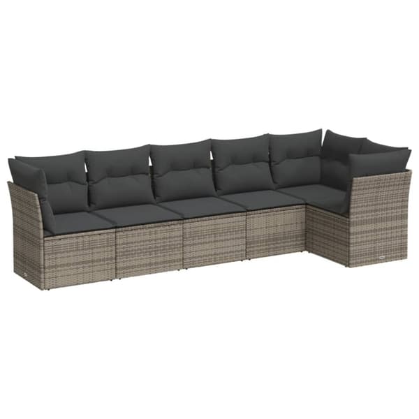 vidaXL sofasæt til haven 6 dele med hynder polyrattan grå