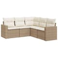 Miniatyrbillede 1 af 3: vidaXL sofasæt til haven 5 dele med hynder polyrattan beige