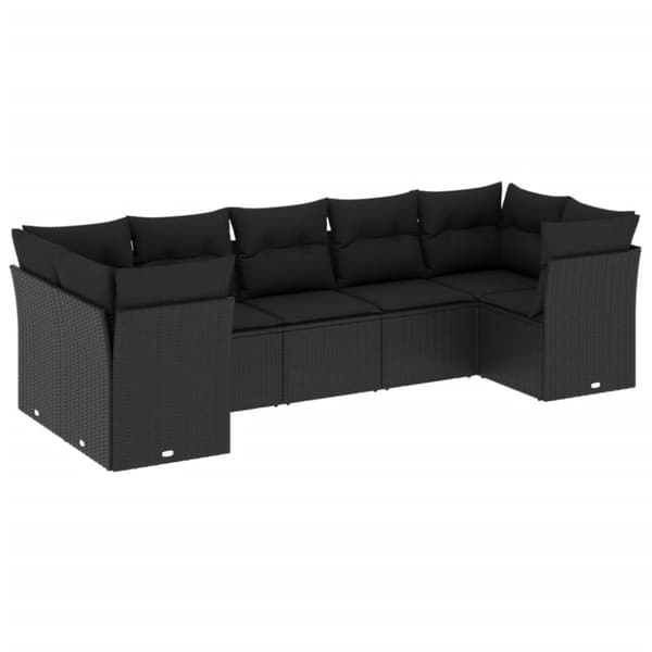 vidaXL sofasæt til haven 7 dele med hynder polyrattan sort