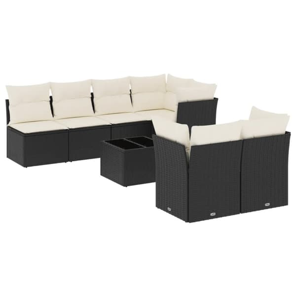 vidaXL sofasæt til haven 8 dele med hynder polyrattan sort