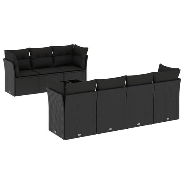 vidaXL sofasæt til haven 8 dele med hynder polyrattan sort