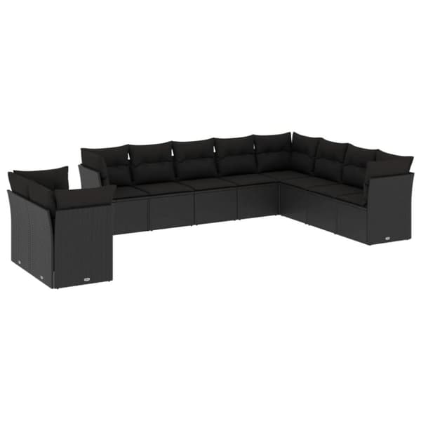 vidaXL sofasæt til haven 10 dele med hynder polyrattan sort