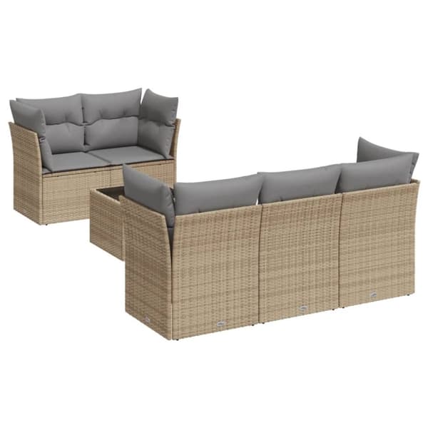 vidaXL sofasæt til haven 6 dele med hynder polyrattan beige