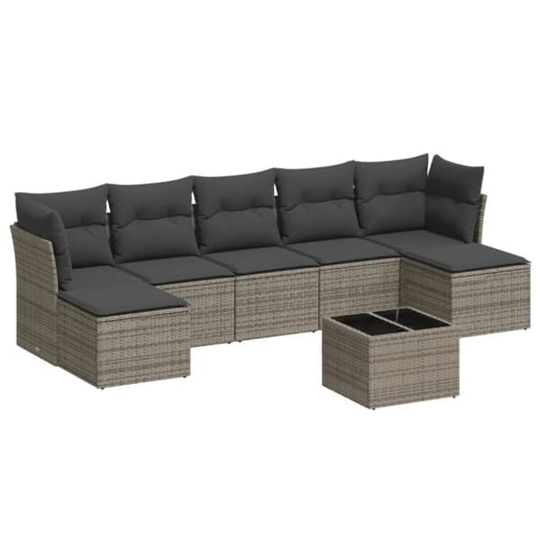 vidaXL sofasæt til haven 8 dele med hynder polyrattan grå