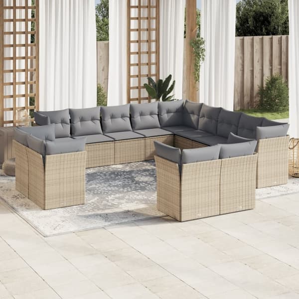 vidaXL sofasæt til haven 13 dele med hynder polyrattan beige